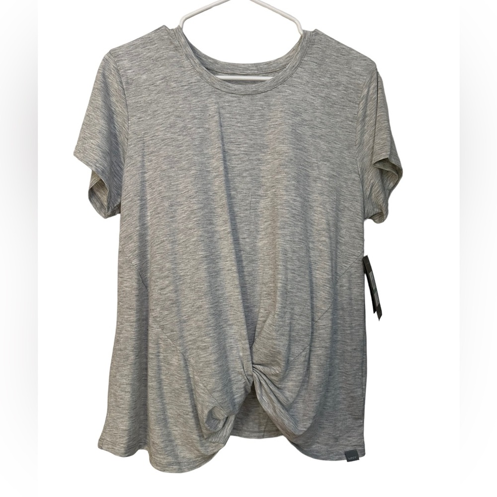 Marc New york short sleeve athletic wear gray silky comfy womens size Large
